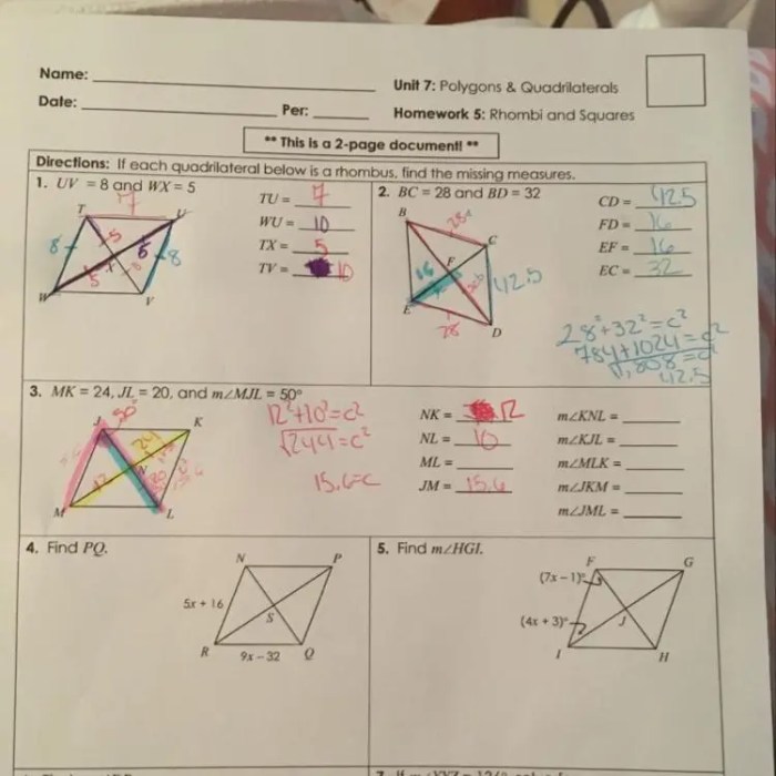 Rhombi and squares puzzle answer key