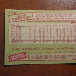 Glenn hubbard baseball card value